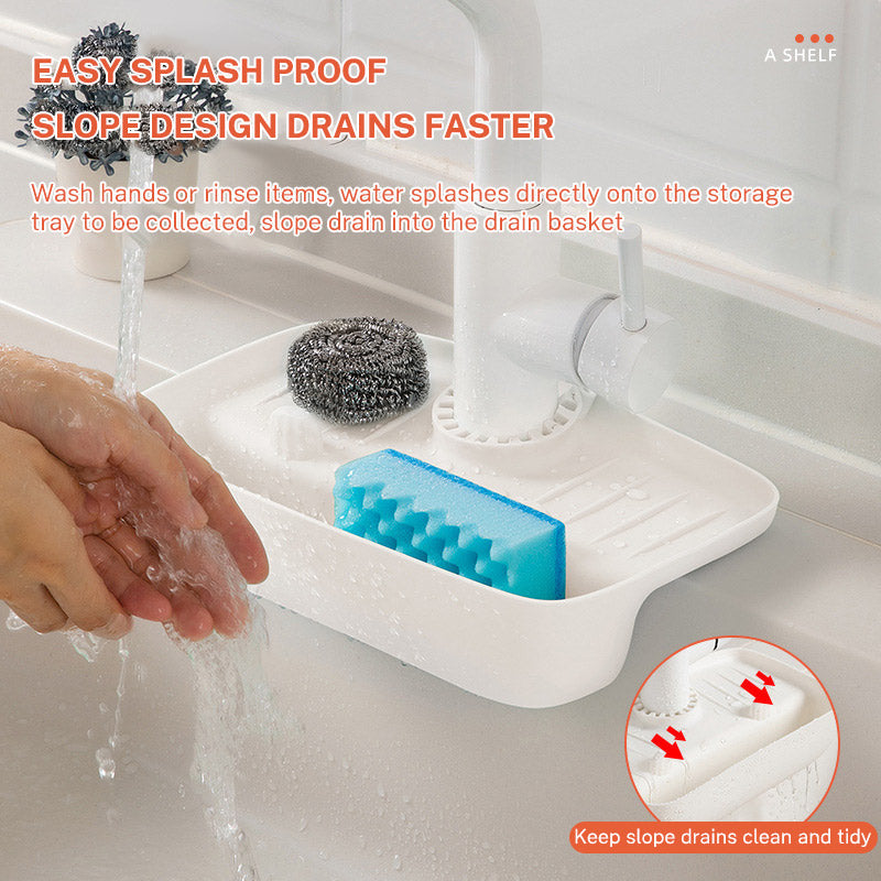 Faucet Splash Proof Drainage Rack, Sink Water Collection Pad, Kitchen Cloth, Sponge Wipe, and Drainage Storage Rack Julia M Home & Kitchen