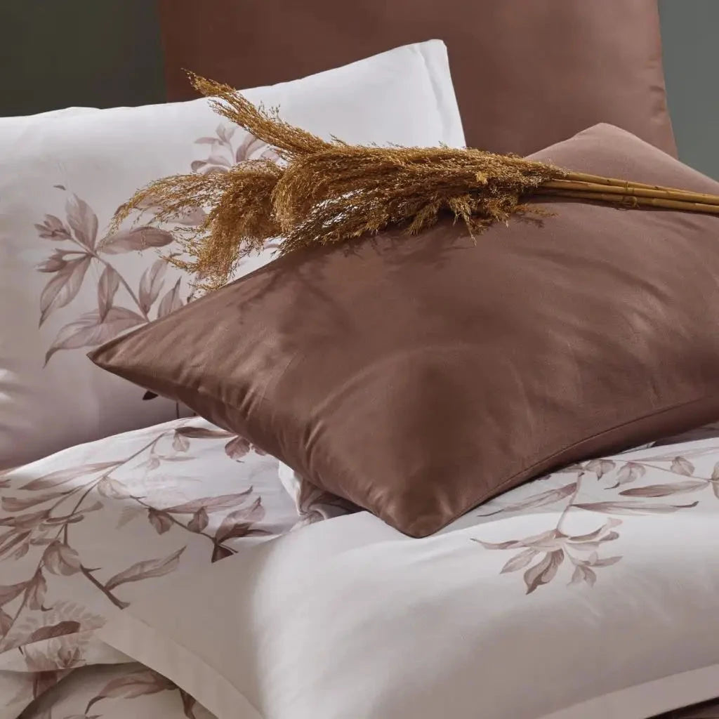 Classic Cotton Satin Double Duvet Cover Set Mass V1 Brown Julia M LifeStyles