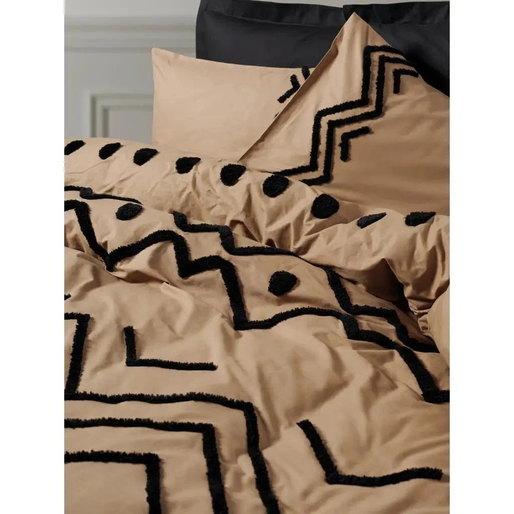 Cotton Box Puff Embroidered Elio Copper Black Duvet Cover Set Ranforce Double Bedding Julia M LifeStyles