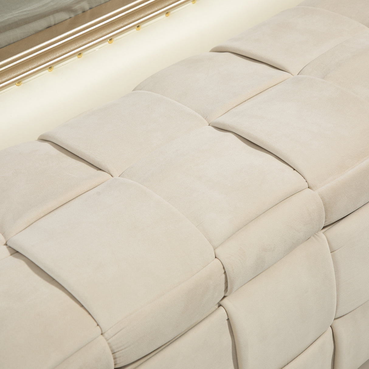 storage Ottoman chair, bedroom end stool, cushioned fabric entrance cushioned footstool with safety hinge (beige) - Julia M LifeStyles