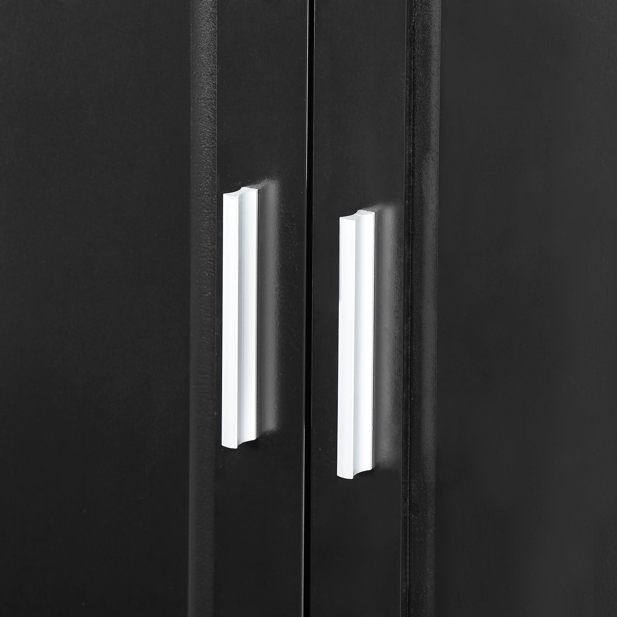 Tall Bathroom Storage Cabinet, Cabinet with Two Doors and Drawers, Adjustable Shelf, MDF Board, Black - Julia M LifeStyles