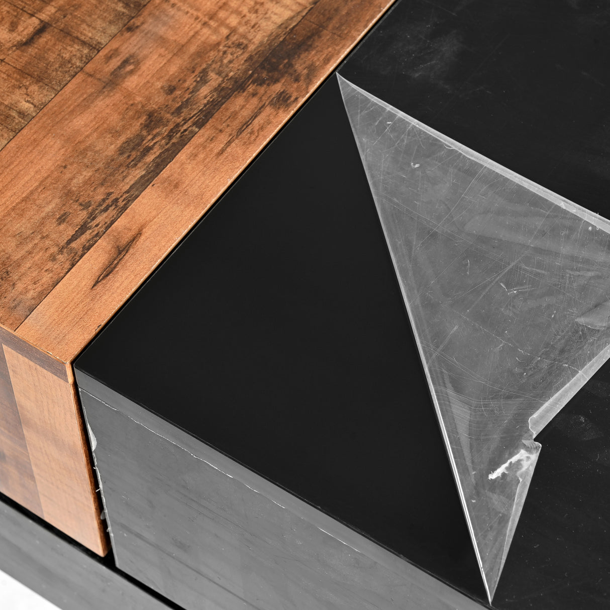 ON-TRANS 31.4 inches x 31.4 inches with sliding tabletop, high gloss center table, hidden storage room black - Julia M LifeStyles