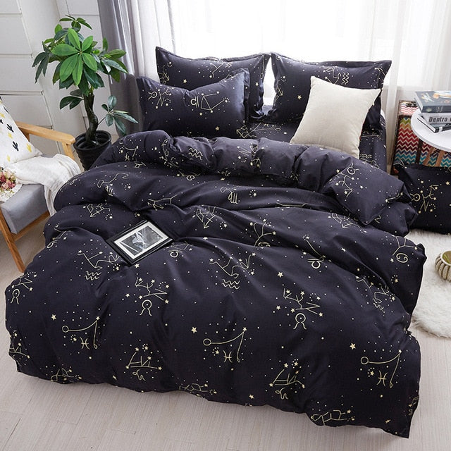 Starry Nights Microfiber Duvet Cover Set - 2-4PCS, King & Single Sizes Julia M Home & Kitchen