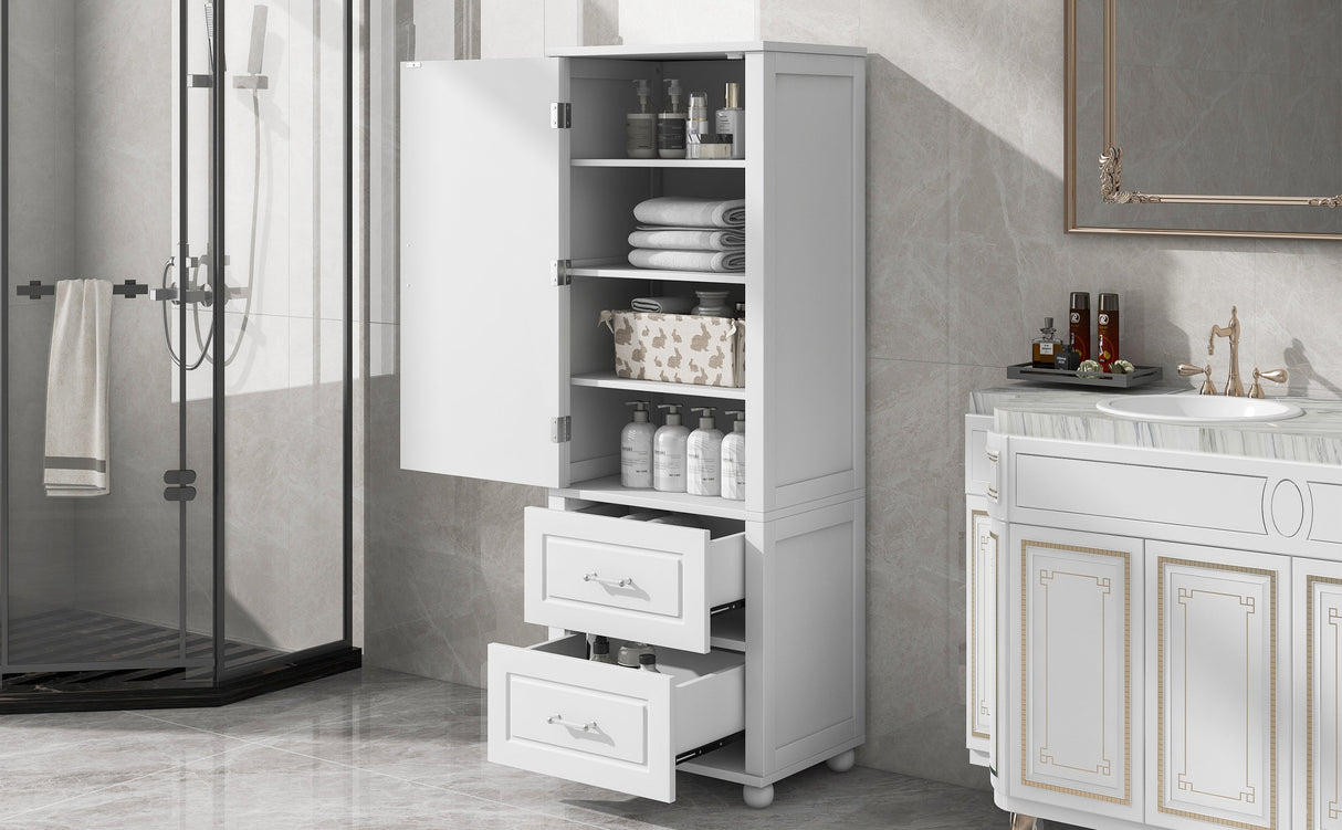 European Style Tall Bathroom Storage Cabinet with Adjustable Shelves and Drawers Julia M Home & Kitchen