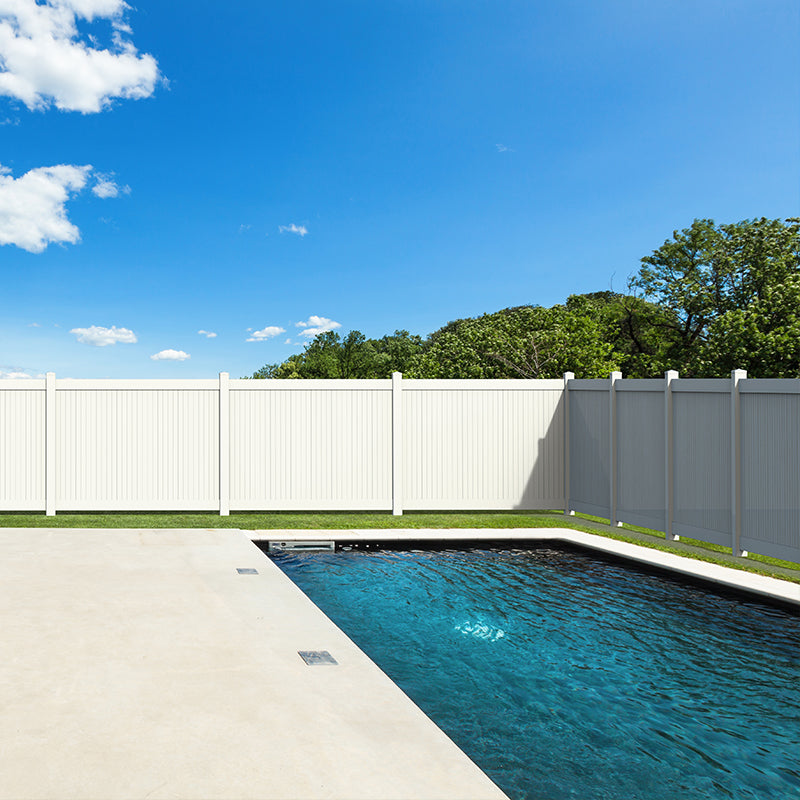 Privacy Fence Panels 6ft.H x 6ft.W WHITE Vinyl Full set of 2 Pcs - Julia M LifeStyles