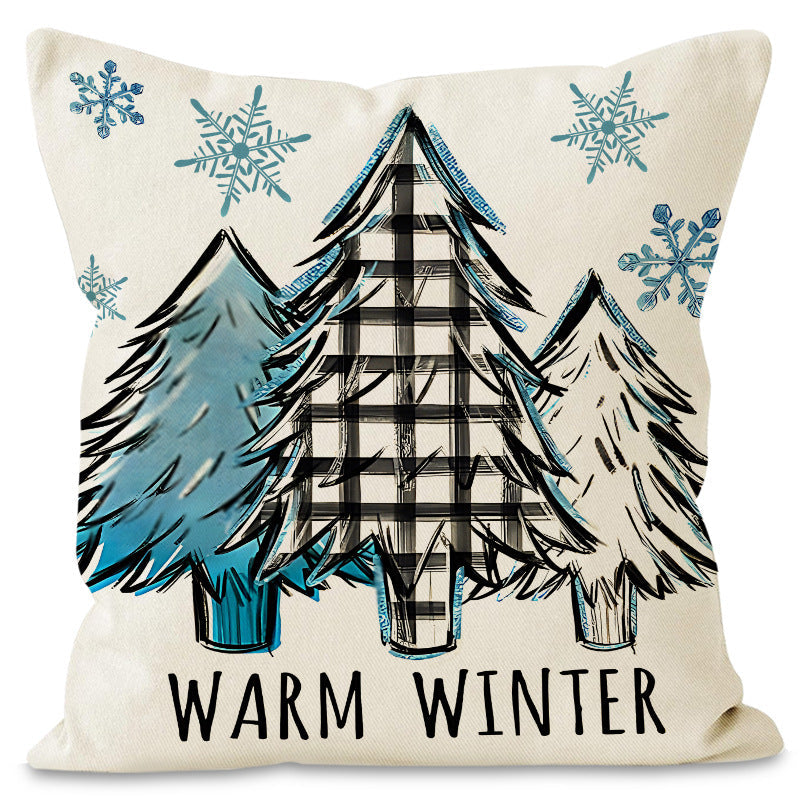 Christmas tree checkered pillow cover holiday bedroom decoration pillowcase office seat linen waist pillowcase Julia M Home & Kitchen