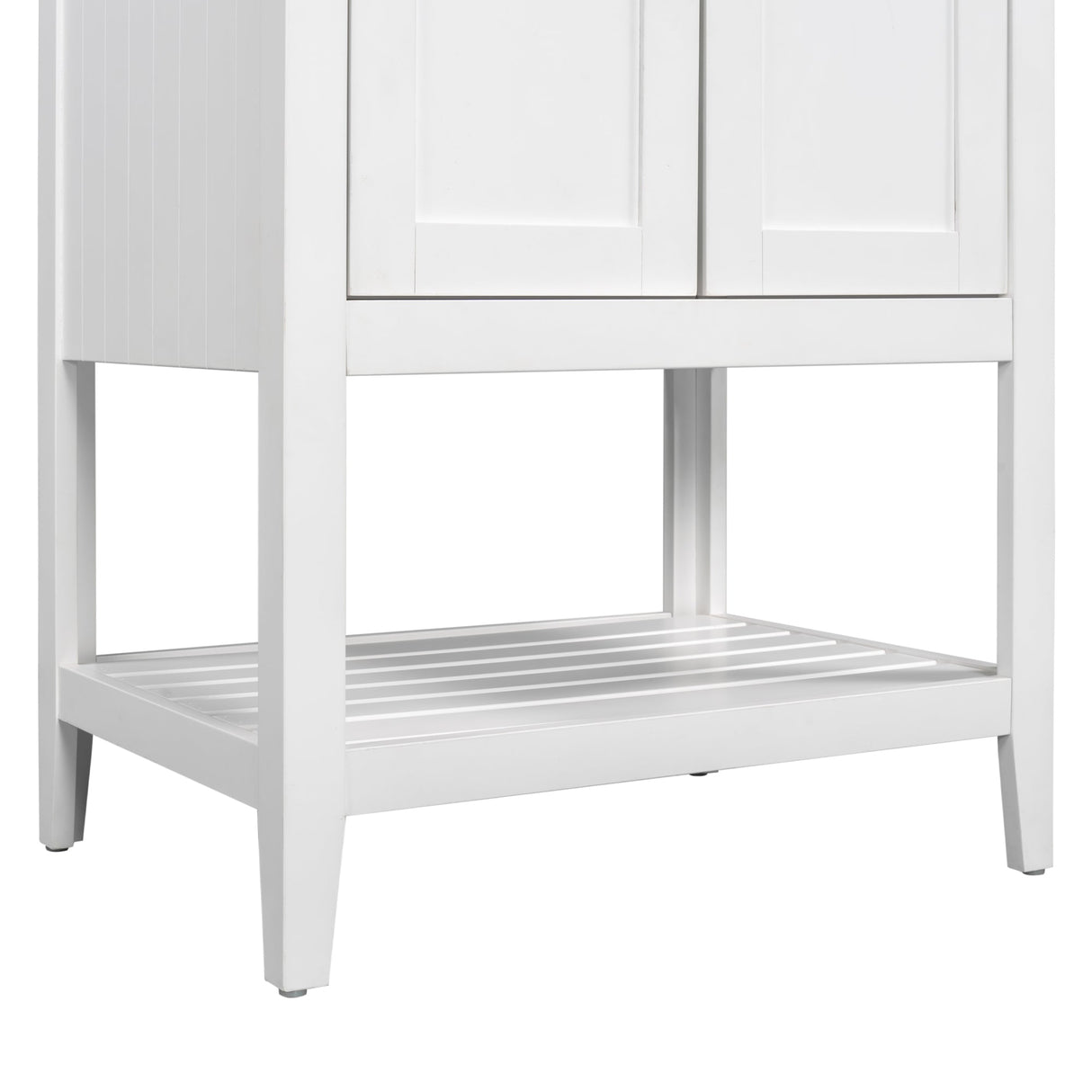 24" White Modern Sleek Bathroom Vanity Elegant Ceramic Sink with Solid Wood Frame Open Style Shelf Julia M Home & Kitchen