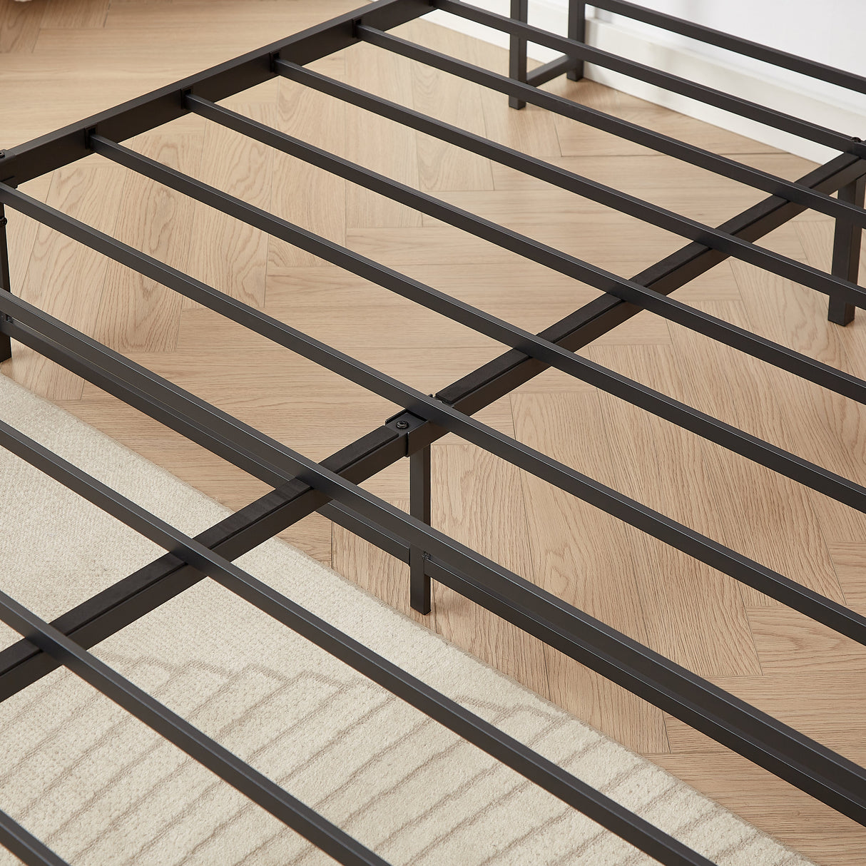 Bed frame with charging station full size, Rustic Brown, 83.1'' L x 56.1'' W x 39'' H eprolo