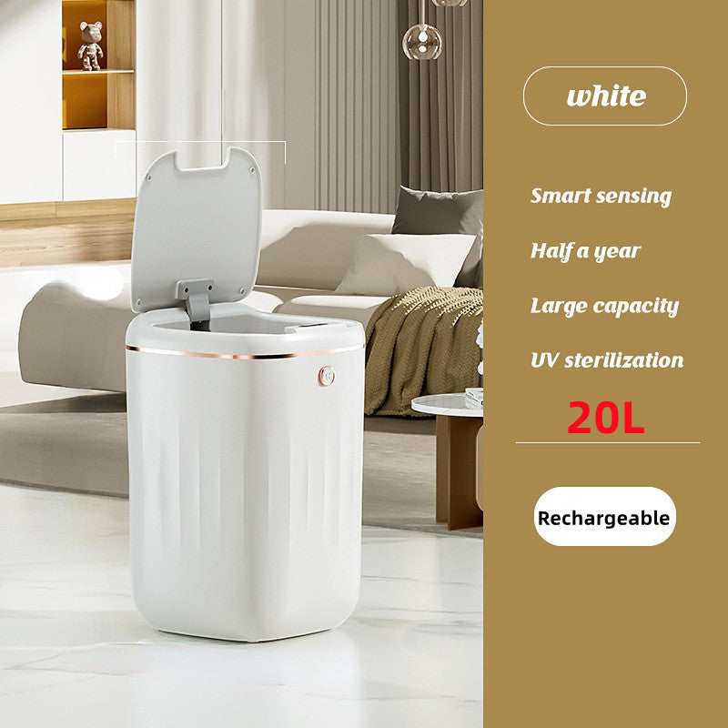 Xiaomi White Light Luxury Intelligent Sensor Garbage Can Home Living Room Silent Slow Drop Kitchen Touch-Free Open Lid Garbage Can Julia M Home & Kitchen