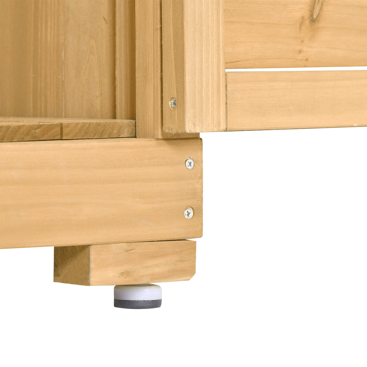 Wooden Garden Shed 3-tier Patio Storage Cabinet Outdoor Organizer Wooden Lockers with Wood (Natural Wood Color -Shutter Design) - Julia M LifeStyles