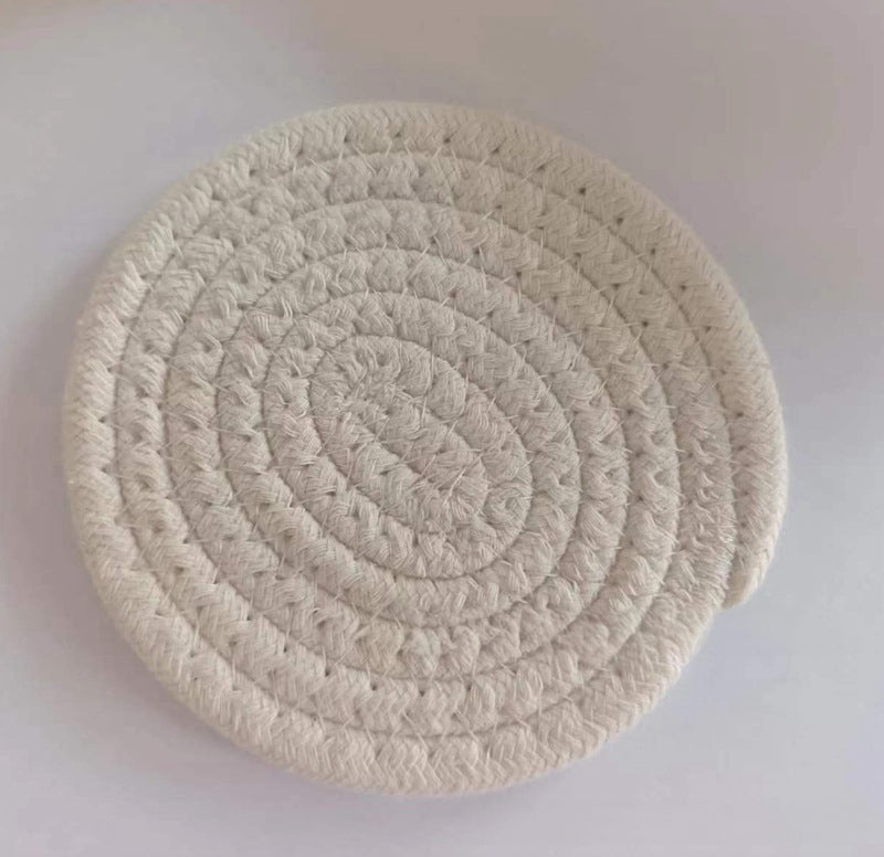 Cotton thread placemat hand woven insulation mat bowl mat cup mat thickened and simple cotton linen table mat eprolo