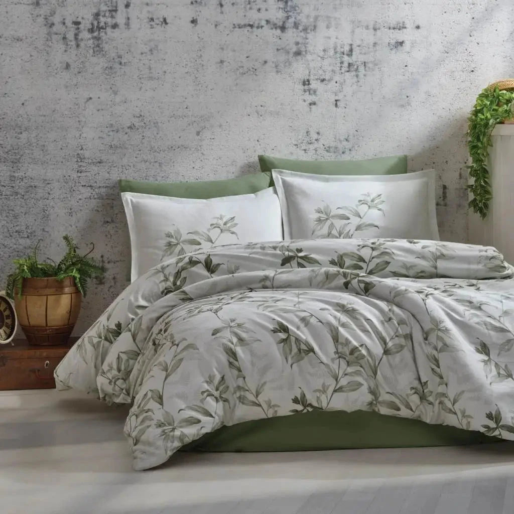 Classy Cotton Satin Green Duvet Cover Set Double Size Mass V2 Collection Julia M LifeStyles