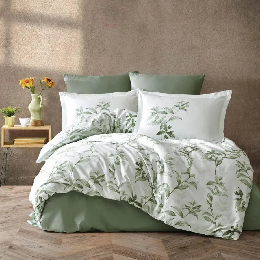 Classy Cotton Satin Green Duvet Cover Set Double Size Mass V2 Collection Julia M LifeStyles