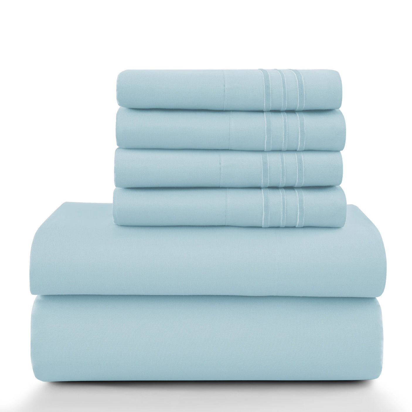 Lux Décor 6Pc Solid Sheet Set – Brushed Microfiber, 16" Deep Pockets - Julia M LifeStyles