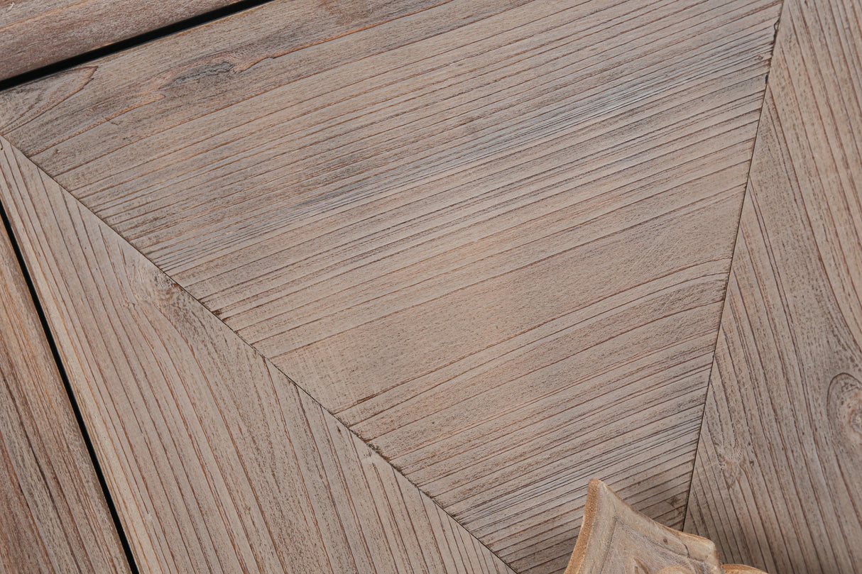 Carved Flower Door Handle, Antique Four Door Cabinet for Living Room Kitchen Hallway (Brown) - Julia M LifeStyles