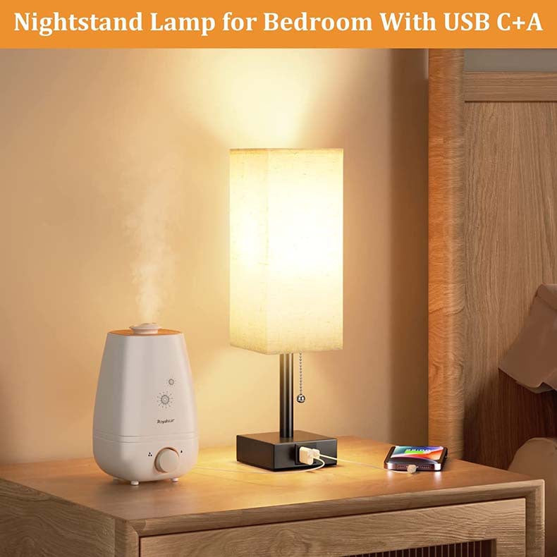 Linen 90 square desk lamp zipper switch three color temperature variable light A+C USB charging Julia M Home & Kitchen