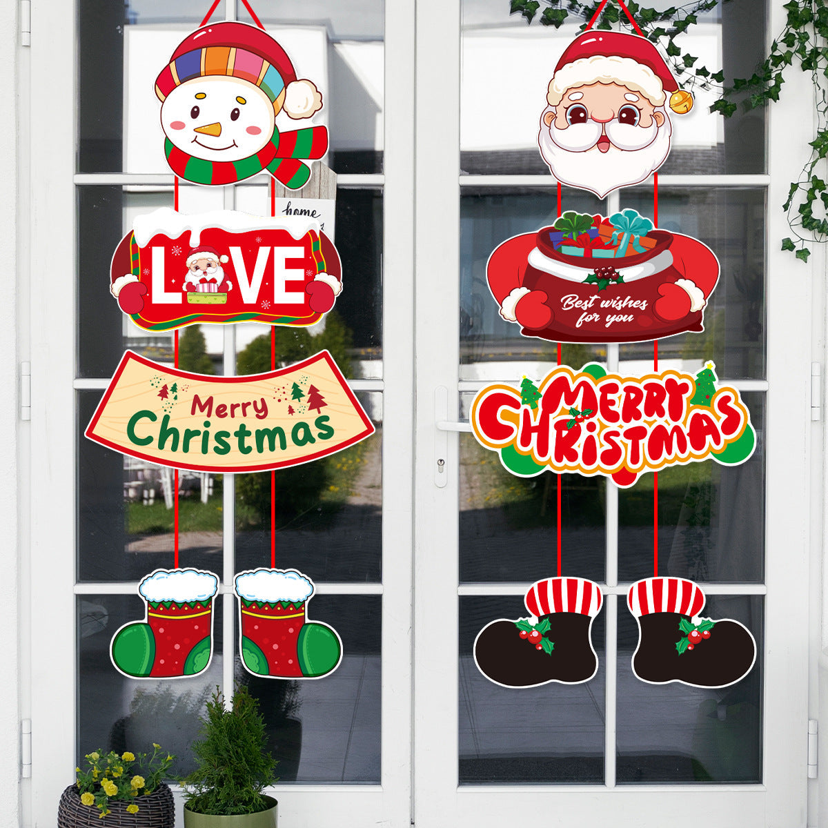 Christmas Door Hanging Festival Decoration Couplets Santa Claus Snowman Door Curtain Hanging Party Supplies Julia M Home & Kitchen