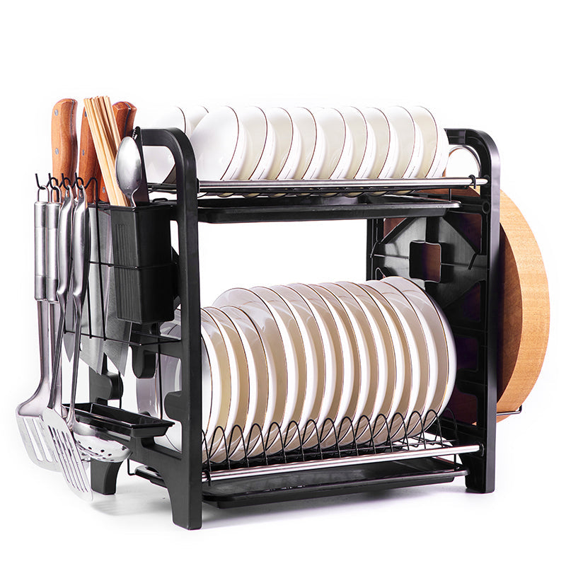 2 Layers Stainless Steel Dish Storage Rack Kitchen Storage Holder Dish Bowl Drain Rack eprolo