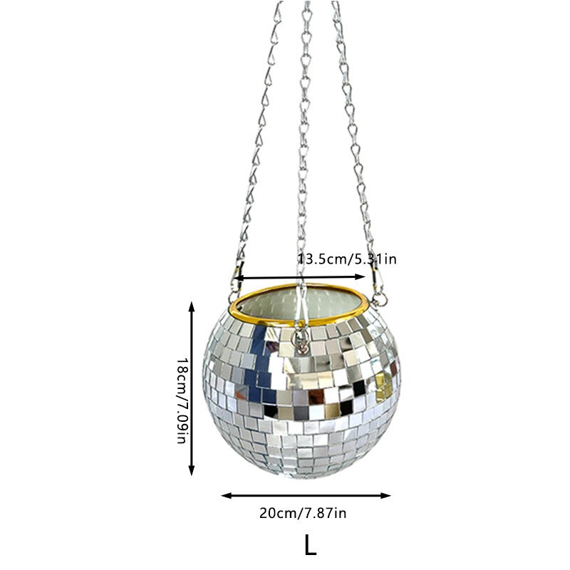 Disco Ball Planter Hanging Mirror Spherical Plastic Flower Pot Horticultural Hanging Basket Julia M Home & Kitchen