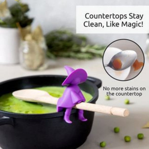 Creative kitchen utensils silicone tools Little Flying Man wizard shaped pot lid anti overflow lifting high soup spoon holder - Julia M LifeStyles