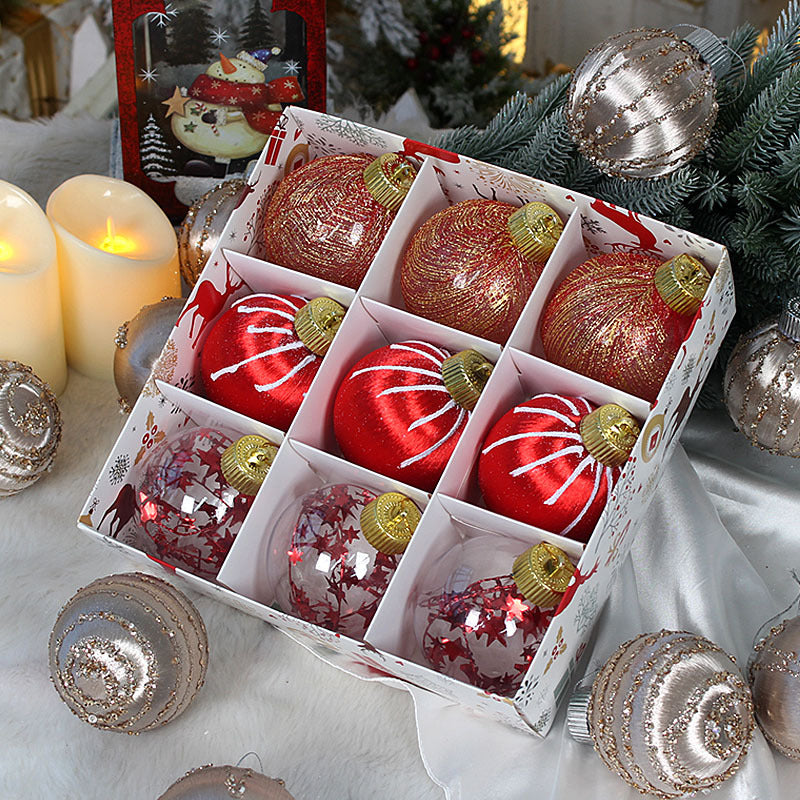 Christmas balls, silk balls, winding balls, painted balls, 8cm, 9pcs, boxed Christmas decorations Julia M Home & Kitchen