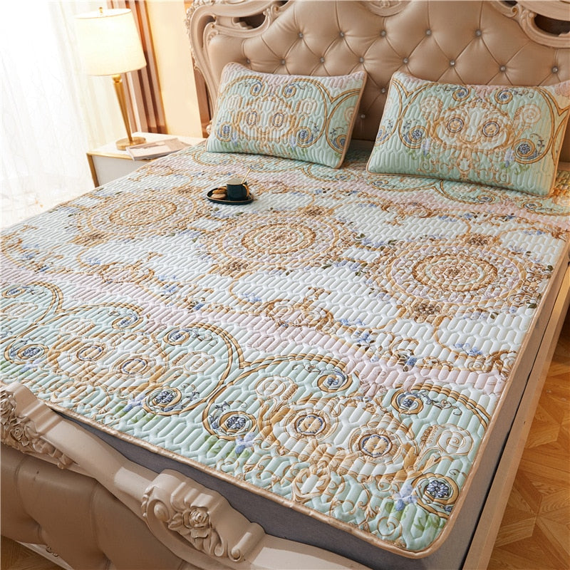 Summer Bed Sheet Ice Silk Mat Soft and Comfortable Latex Mattress Bedding Three-piece Breathable Mat for Comfortable Sleep - Julia M LifeStyles