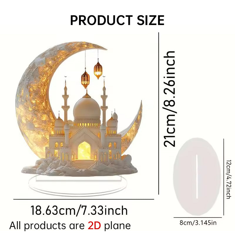 2025 Ramadan 2D Acrylic Moon - Castle Ornament. Eid Al - fitr Decoration, Muslim Home & Party Gift. eprolo