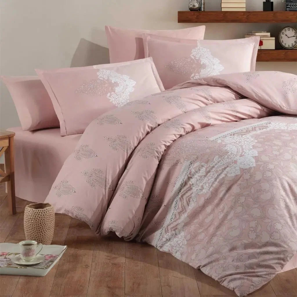 Classy Ranforce Double Duvet Cover Set Levure V1 Powder Design Julia M LifeStyles