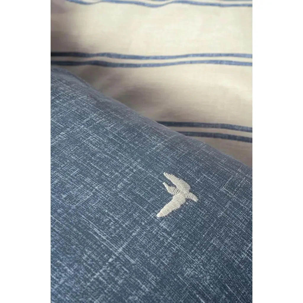 Cotton Box Klein Double Duvet Cover Set Navy Blue with Embroidered Ceria Design Julia M LifeStyles
