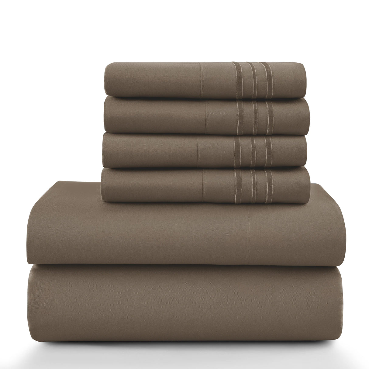 Lux Décor 6Pc Solid Sheet Set – Brushed Microfiber, 16" Deep Pockets