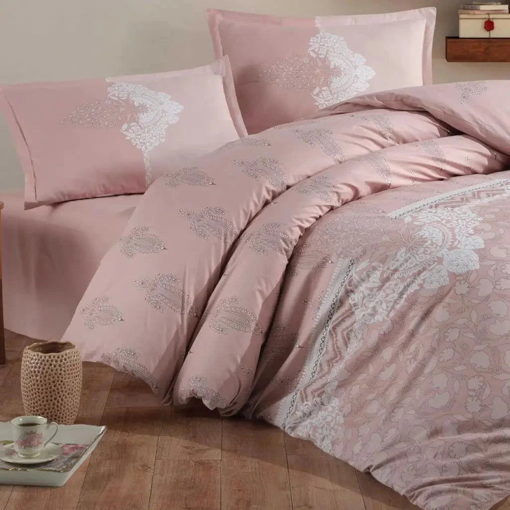 Classy Ranforce Double Duvet Cover Set Levure V1 Powder Design Julia M LifeStyles