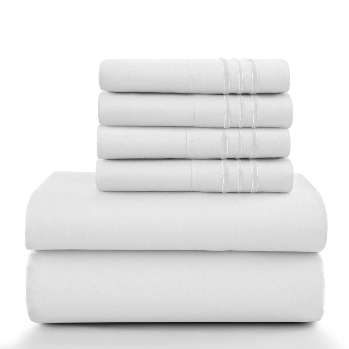 Lux Décor 6Pc Solid Sheet Set – Brushed Microfiber, 16" Deep Pockets
