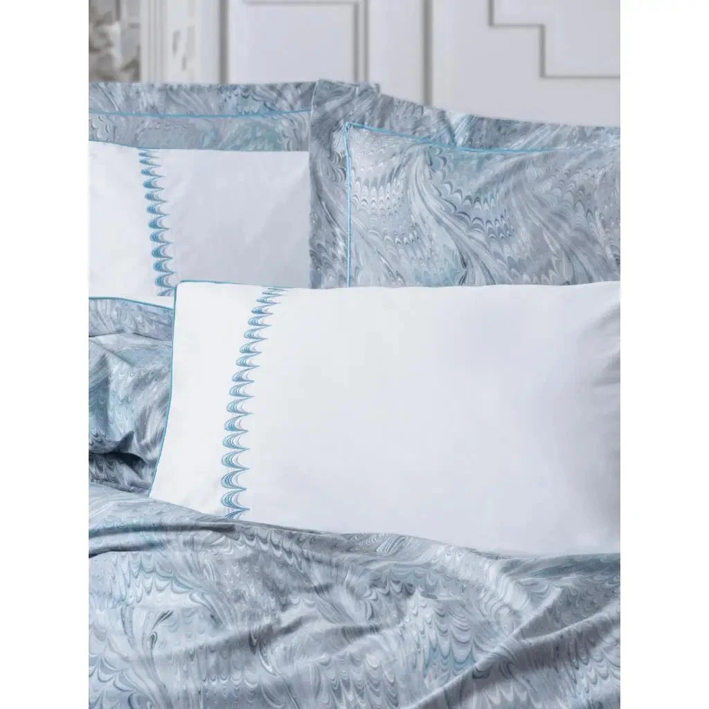 Stilla Blue Double Elite Satin Duvet Cover Set Cotton Box Collection Julia M LifeStyles