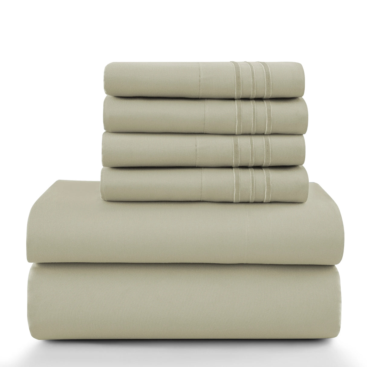 Lux Décor 6Pc Solid Sheet Set – Brushed Microfiber, 16" Deep Pockets