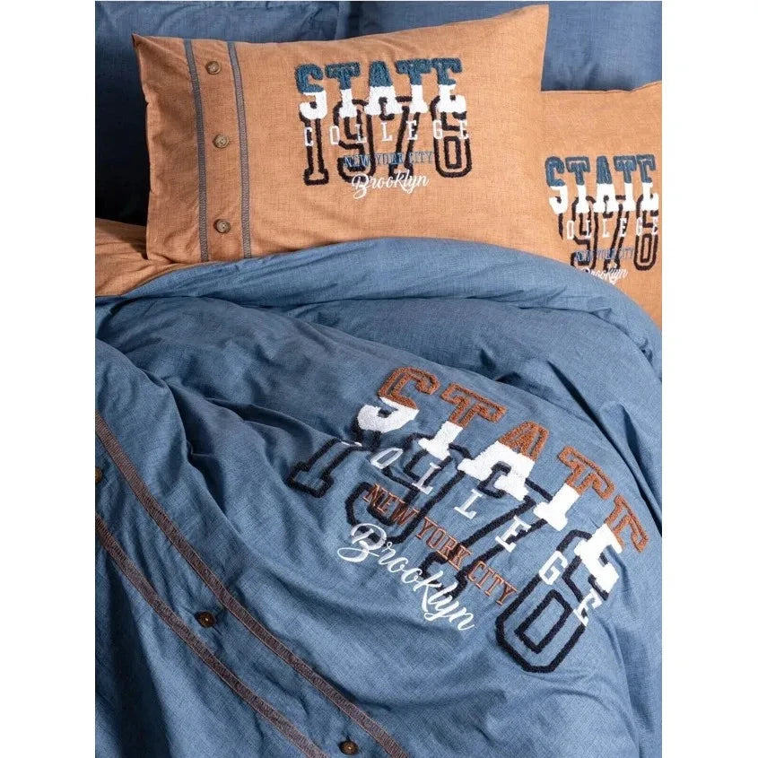 Cotton Box Mood Embroidered Ranforce Double Duvet Cover Set Cinnamon State 8680108071151 Julia M LifeStyles