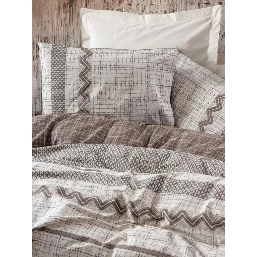 Double Duvet Cover Set in Coffee Box Toprak Aren Coffee Duvet Cover Sets Julia M LifeStyles