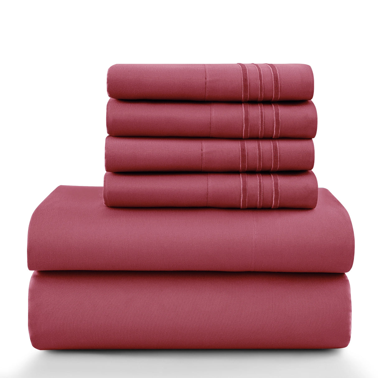 Lux Décor 6Pc Solid Sheet Set – Brushed Microfiber, 16" Deep Pockets