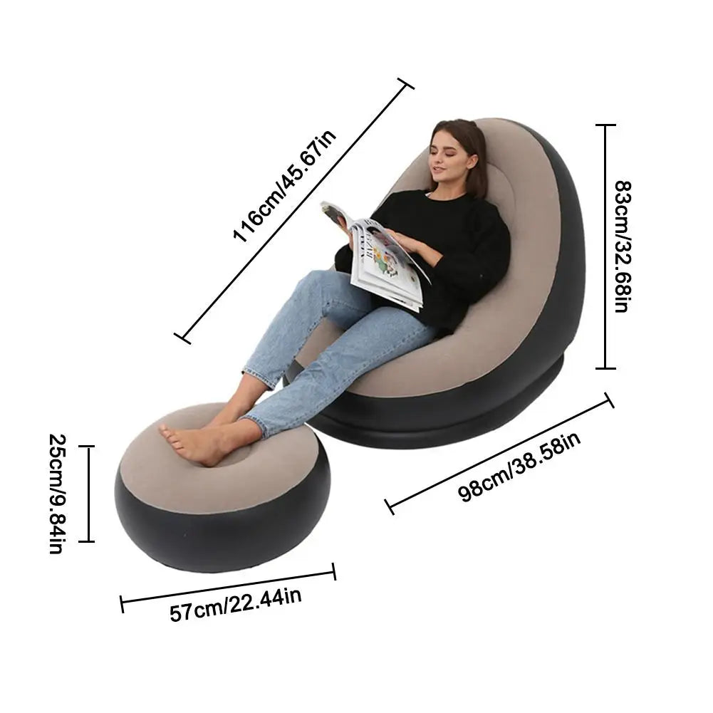 Inflatable Air Mattress Lazy Sofa Deck Chair Comfortable Leg Stool Rest Single Beanbag for home and Outdoor Use - Julia M LifeStyles