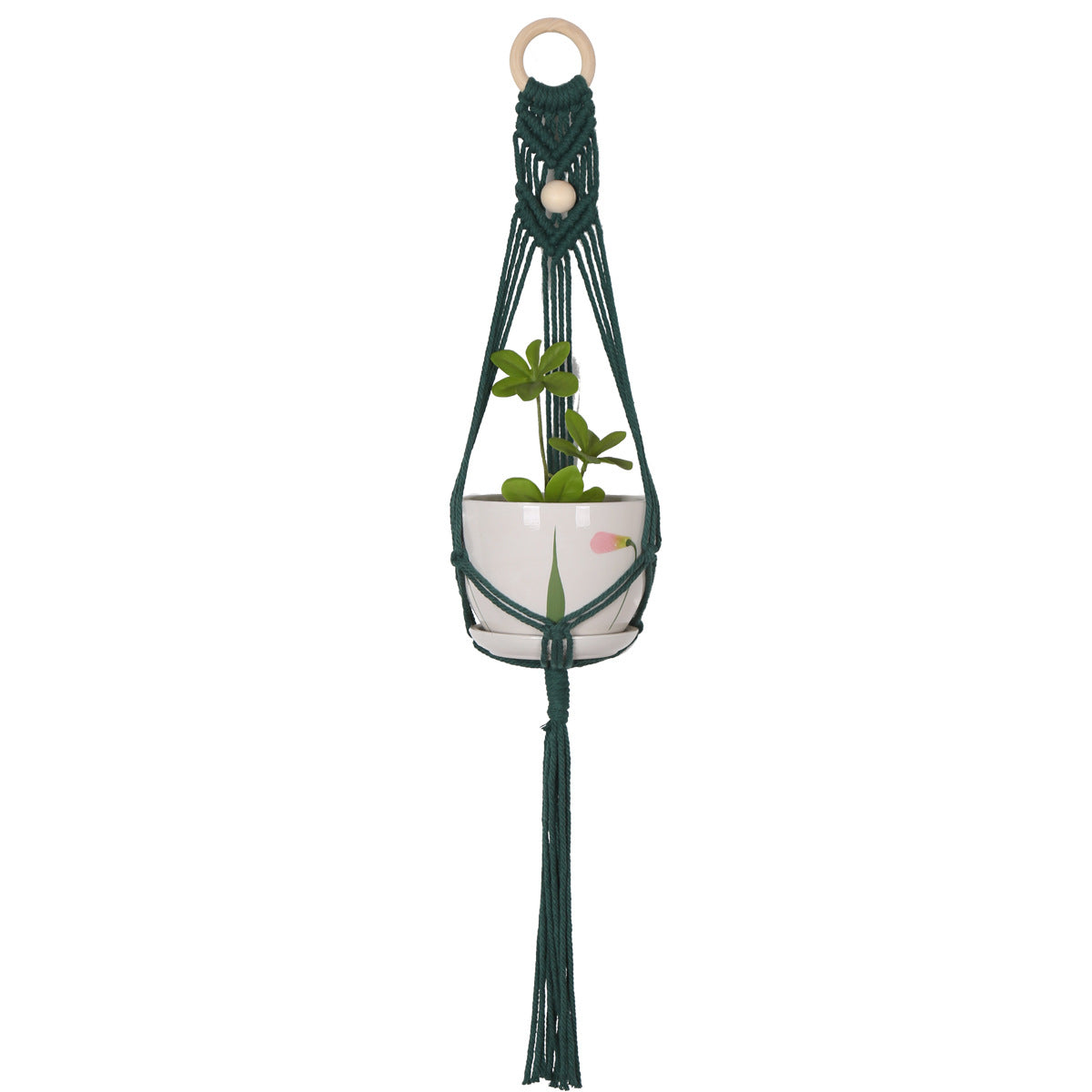 Green Hanging Basket Green Plant Wall Hanging Flower Pot Bohemian Hand-Woven Net Pocket Flower Pot Balcony Decoration Julia M Home & Kitchen