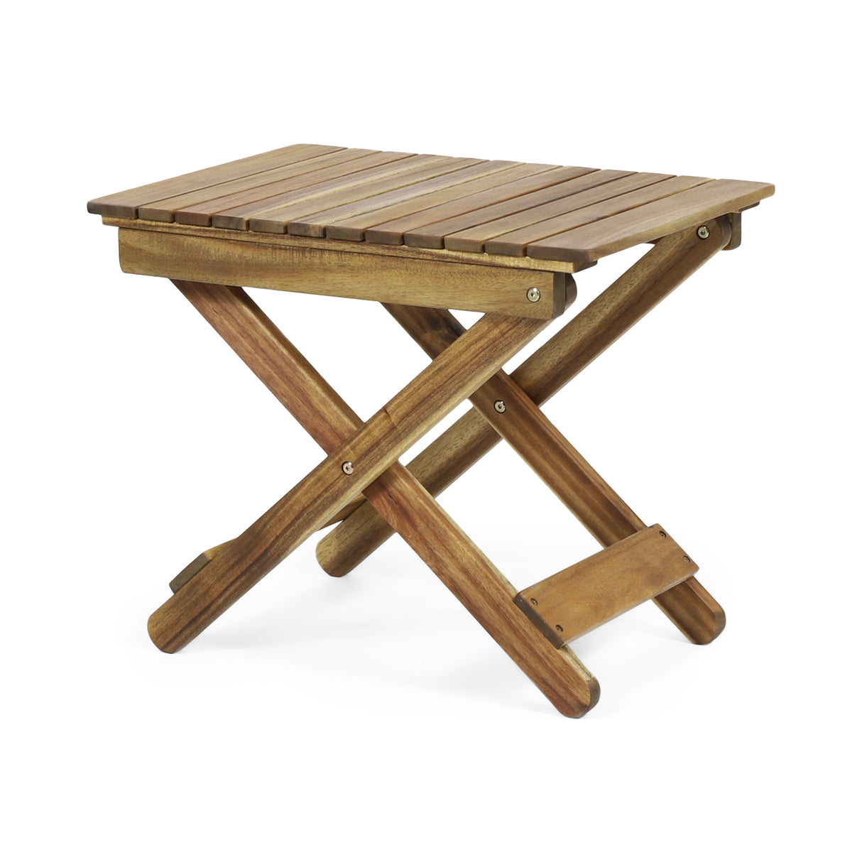 Outdoor Folding Wooden Side Table, Natural, 15"D x 22.75"W x 18.25"H - Julia M LifeStyles