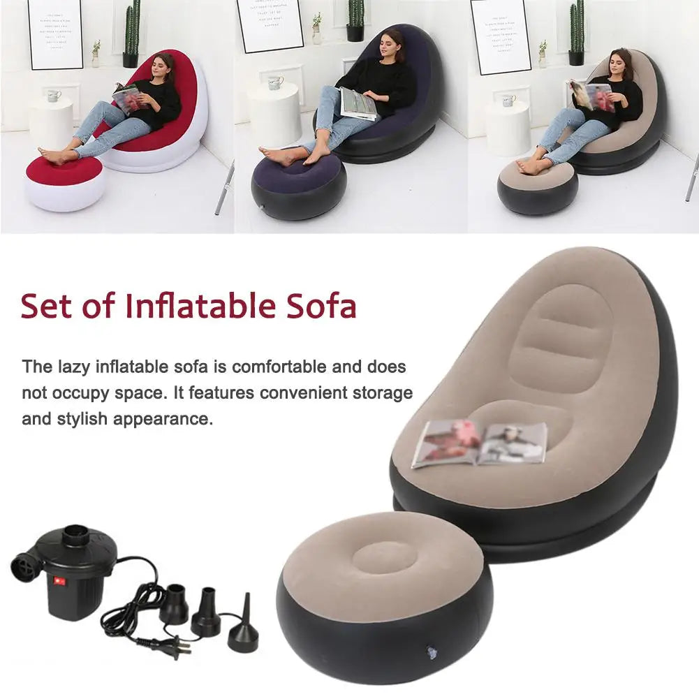 Inflatable Air Mattress Lazy Sofa Deck Chair Comfortable Leg Stool Rest Single Beanbag for home and Outdoor Use - Julia M LifeStyles