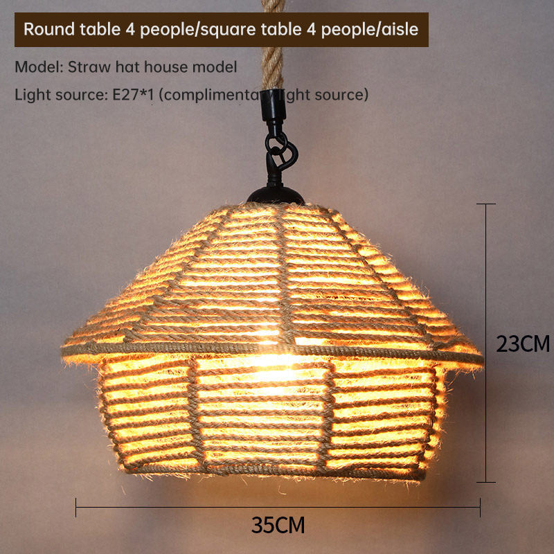 Retro Industrial Hemp Rope Pendant Lamp for Home & Commercial Spaces Julia M Home & Kitchen