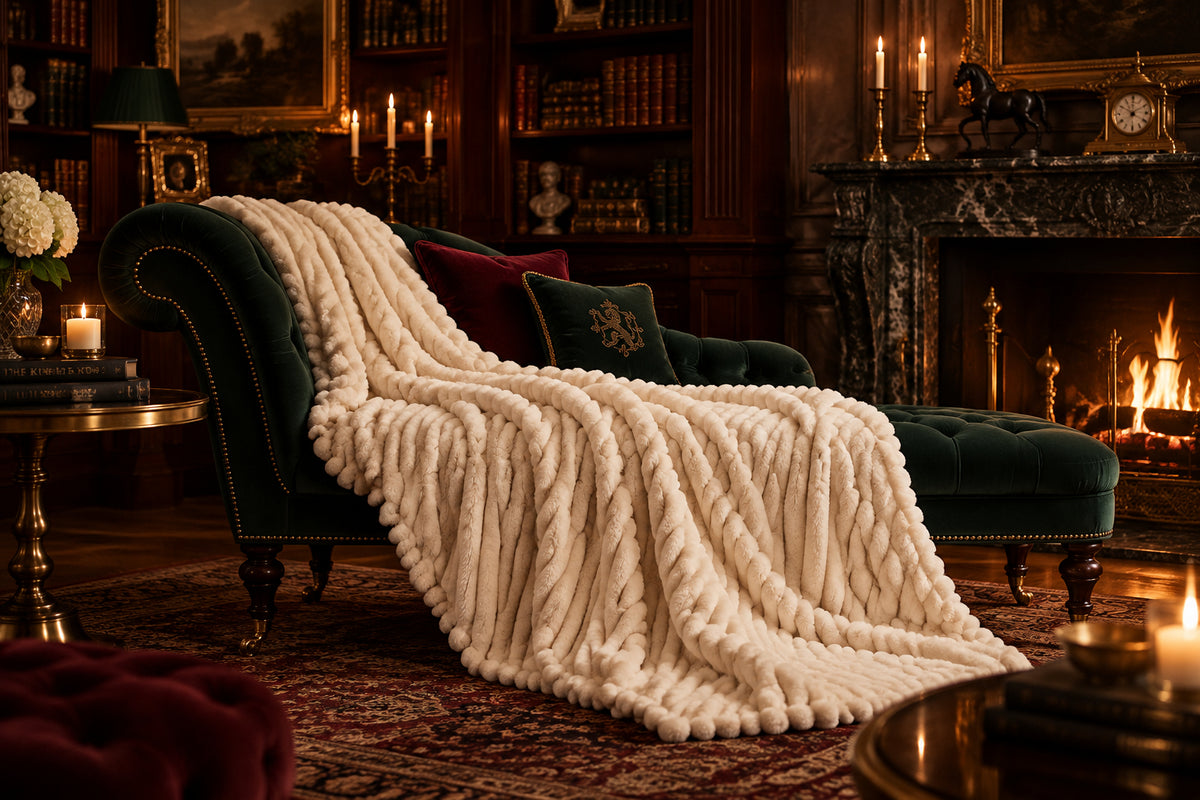 Faux Rabbit Fur Plush Throw Blanket