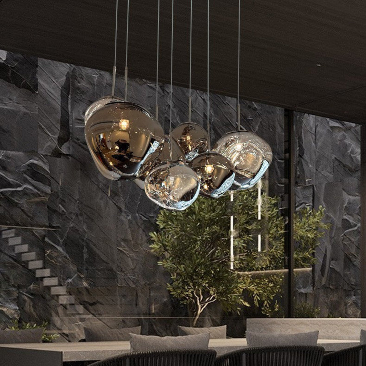 Restaurant Pendant Light Villa Loft Duplex Atrium Staircase Long Line Light Luxury Acrylic Living Room Pendant Light eprolo