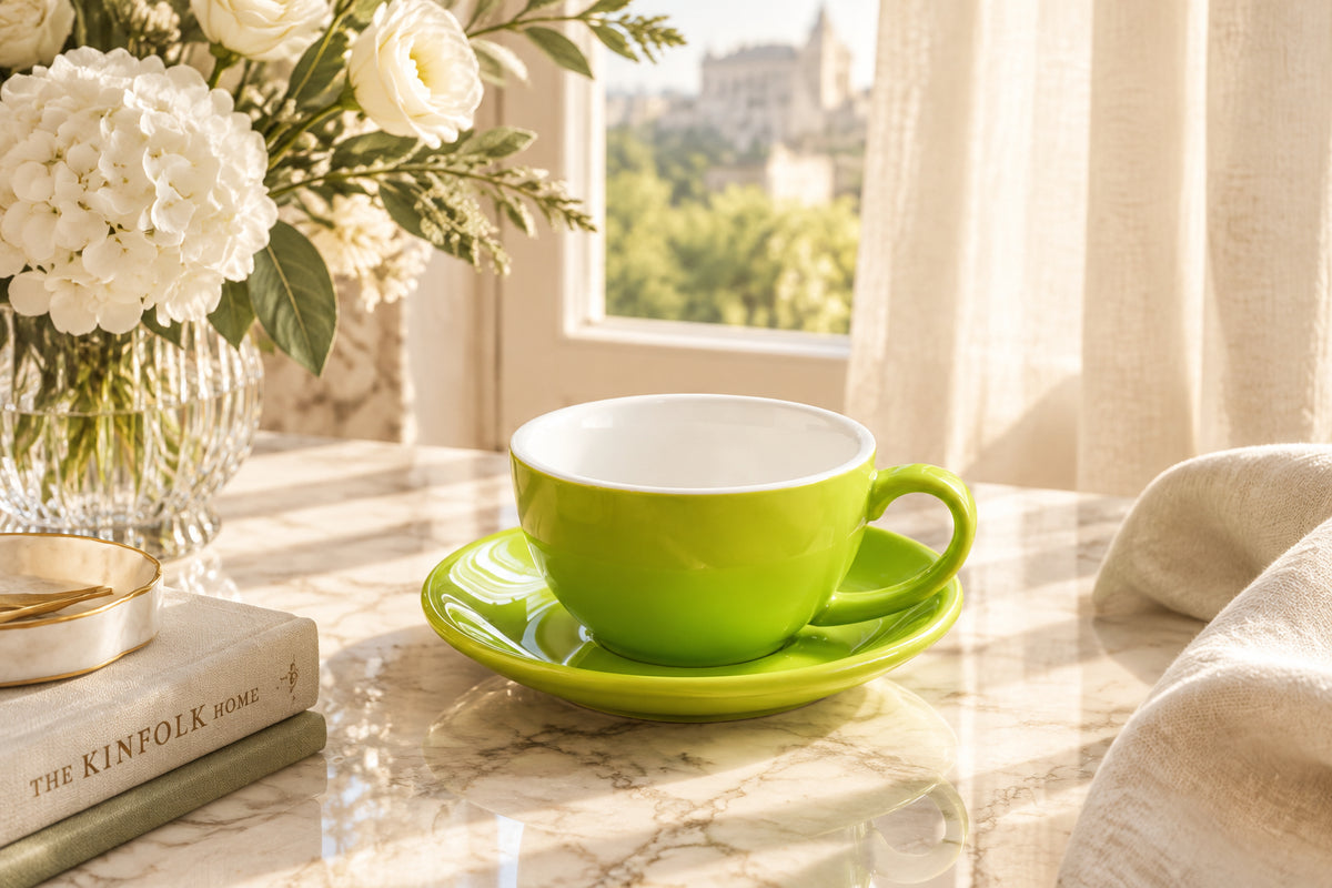 Fika Nordic Ceramic Latte Mug with Contrast Rim, 10 oz