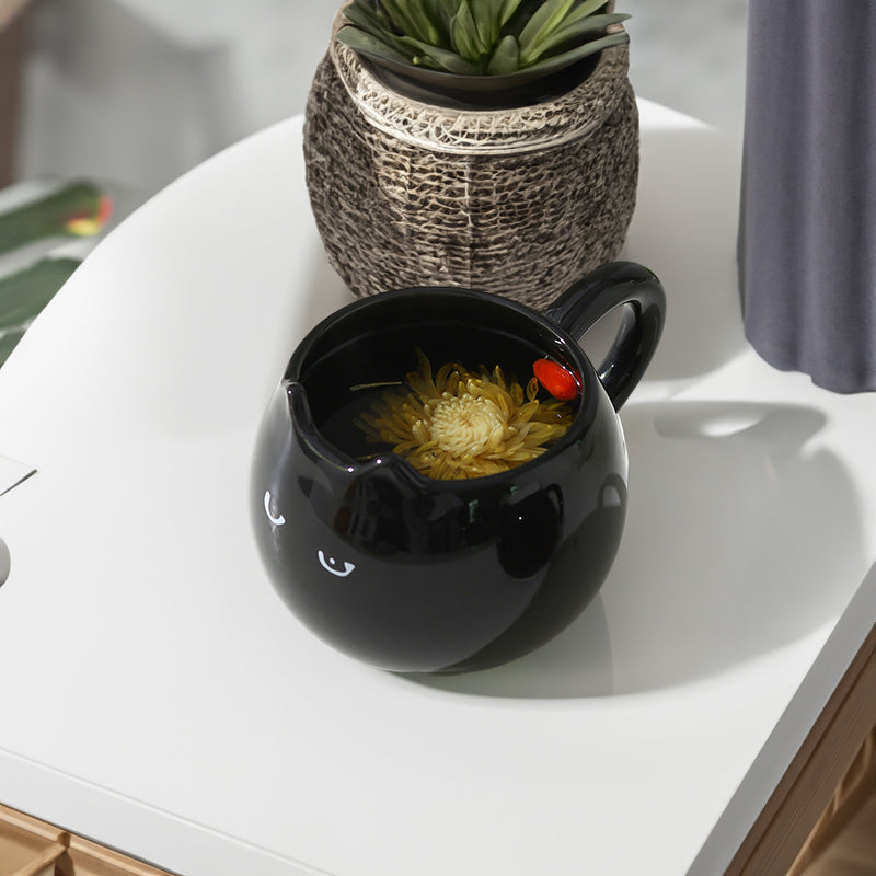 Adorable hand - painted cat - shaped ceramic mug, perfect for coffee or tea. - Julia M LifeStyles