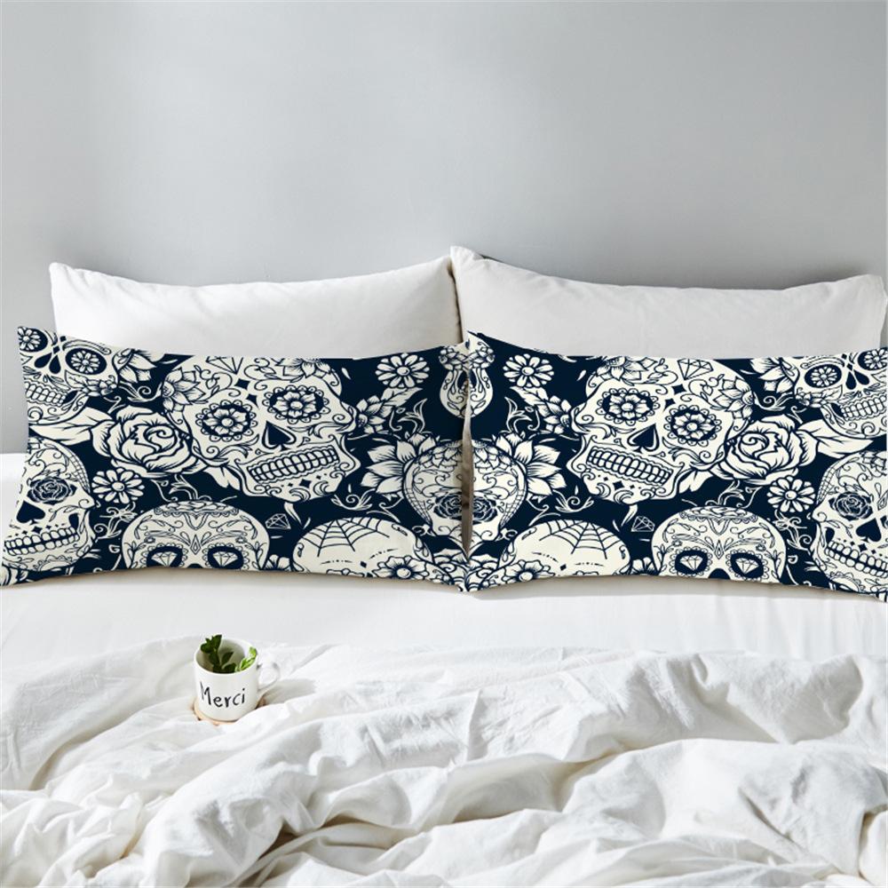 Bedding Pillowcase Black skull 3D Print Pillow Case Pillow Bedding eprolo