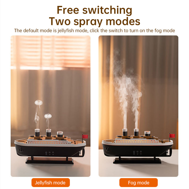 Titanic ship model humidifier (250ml), also an essential oil diffuser with jellyfish smoke ring spray for home aroma. - Julia M LifeStyles
