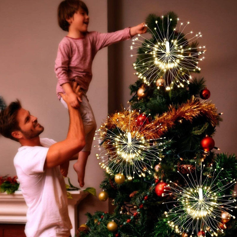 Illuminate Your Space with LED Firework String Lights - Warm White & Multi-Color Options Julia M Home & Kitchen