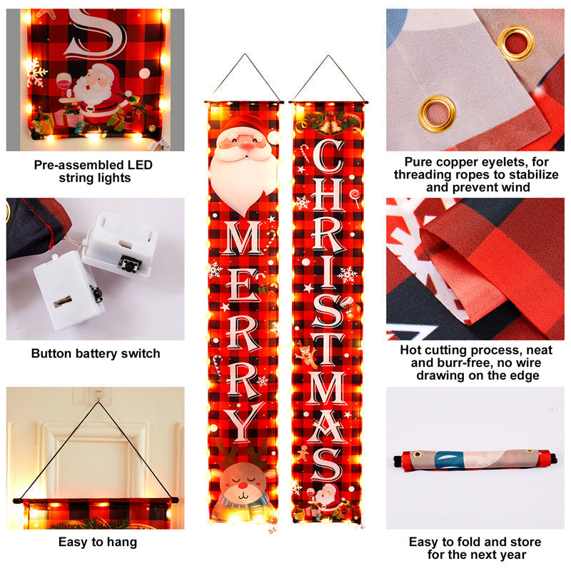 Door hanging LED illuminated party curtains Christmas party decorations Couplets with lights hanging curtains banners Julia M Home & Kitchen